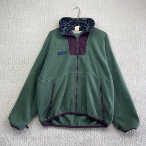 Vintage Columbia Polar Fleece Zip Up Jacket Mens Forest Green / Purple Read